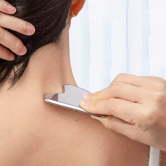 1 pièces en acier inoxydable Gua Sha grattoir masseur pour visage cou corps Guasha outil de Massage soins de la peau