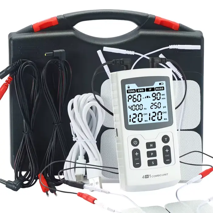 Stimulateur musculaire électrique 4 en 1, 60 Modes de Massage, thérapie de physiothérapie combinée, 