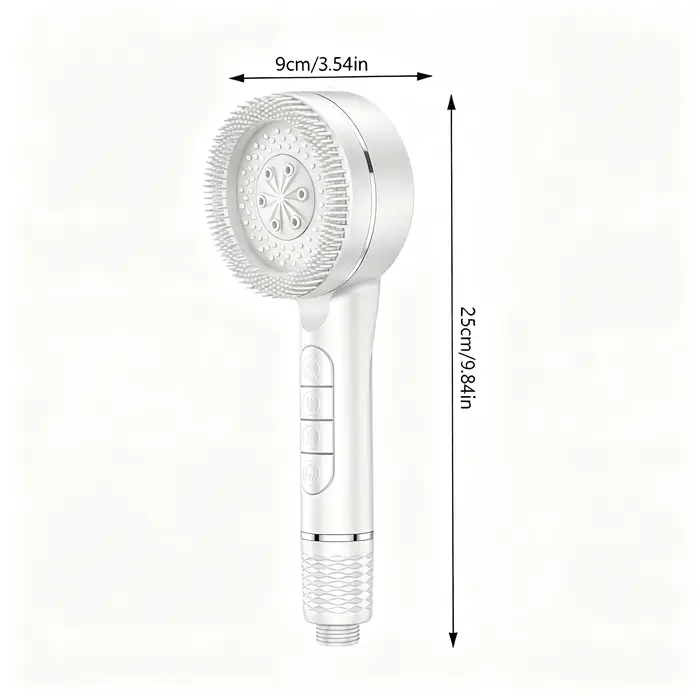 Pommeau de douche manuel avec filtre de massage SPA, 4 modes de pulvérisation, pulvérisateur pressurisé à haut débit avec brosse extérieure en silicone pour salle de bain