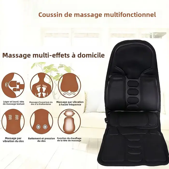 Coussin de massage Shiatsu infrarouge chauffant électrique vibrant pour soulagement corporel complet