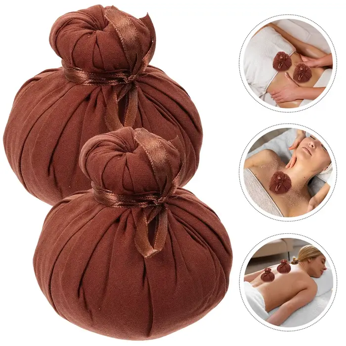 2 pièces boule chinoise Massage thaïlandais compresse à base de plantes Compression sac chauffant paquet bain Spa